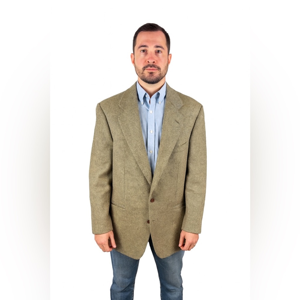 Lands End Sports Coat Men 44R Tweed Lambswool Wool Blazer Jacket